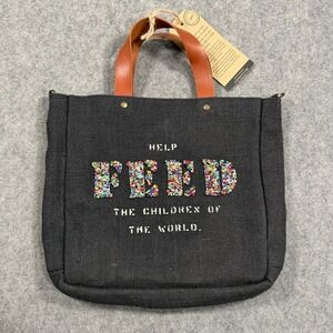 NWT Feed Project The Children Of The World Black Beaded Artisan Tote Bag